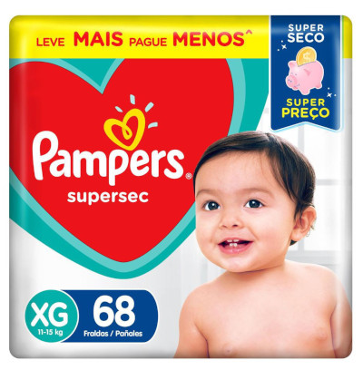 Pampers Fralda Supersec XG 68 Fraldas