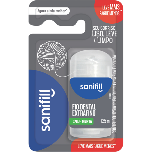 Fio Dental Extra Fino Sanifill 125m
