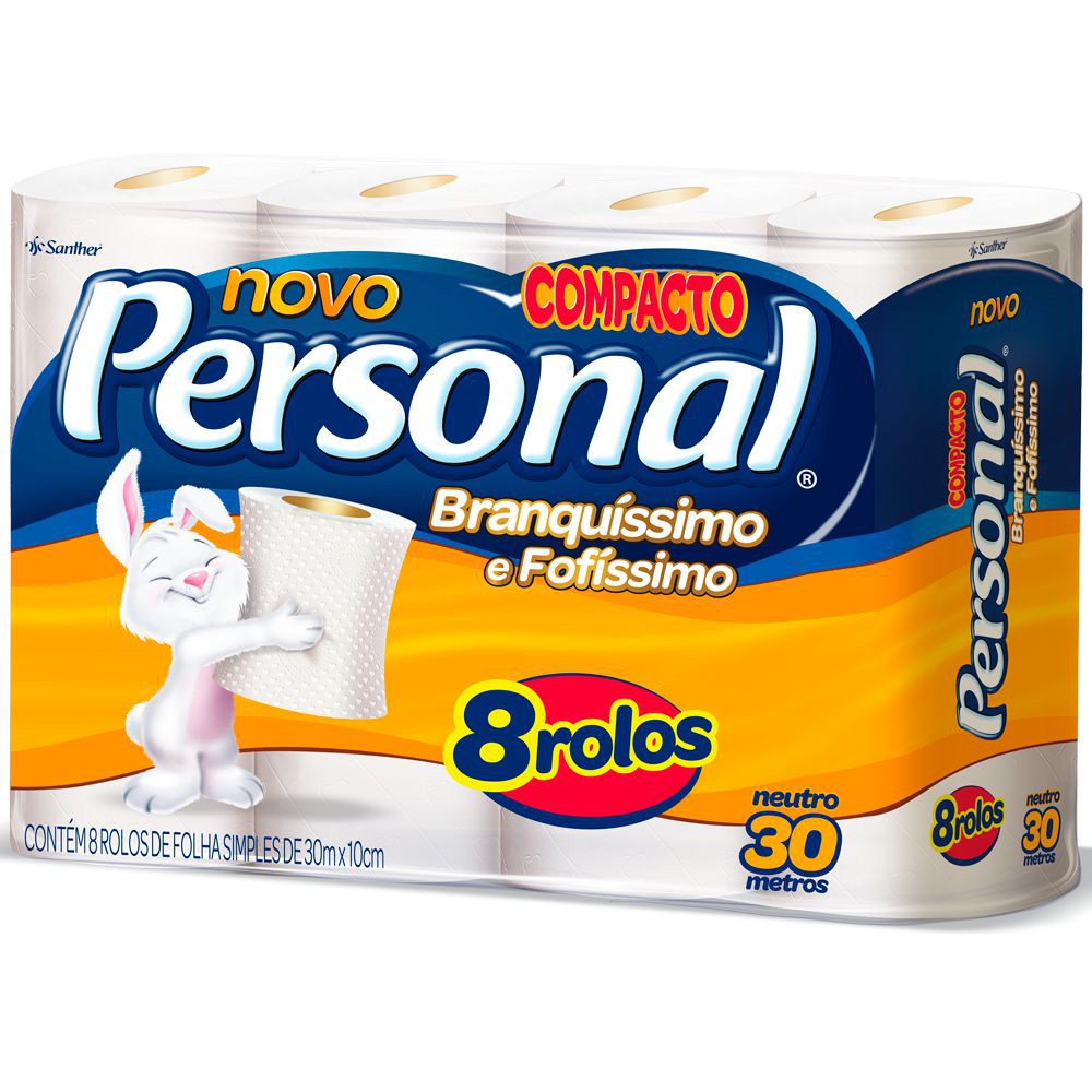 Papel Higiênico Personal Folha Simples 8 Rolos