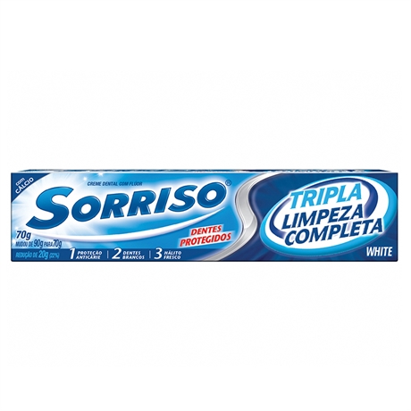 Creme Dental Sorriso Tripla Proteção Limpeza Completa 70g