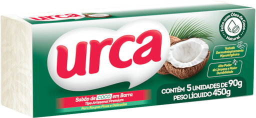 Sabão de Coco em Barra Artesanal Urca 5 uni 450g