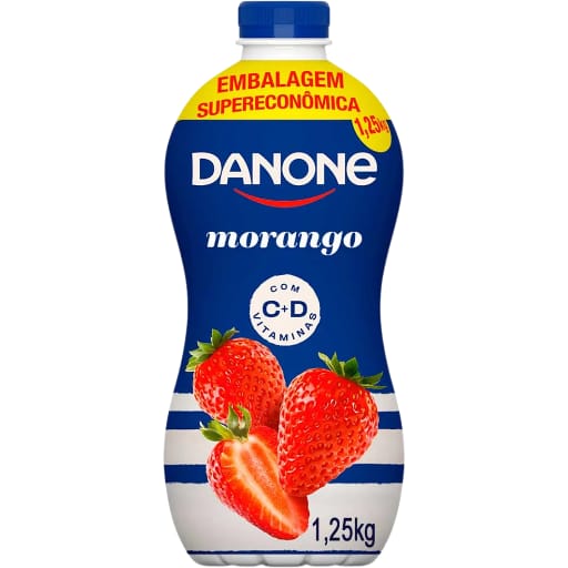 Iogurte Líquido Parcialmente Desnatado Danone Morango 1,25KG
